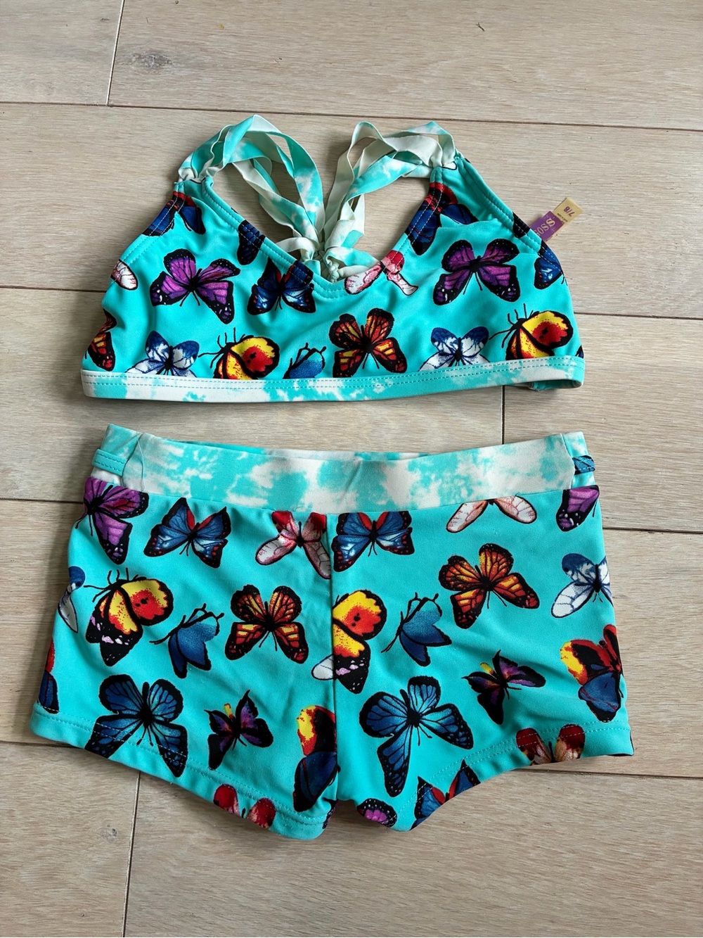 Vigoss Girls Butterfly Two-Piece Swim Set - Turquoise Size 7/8 GUC